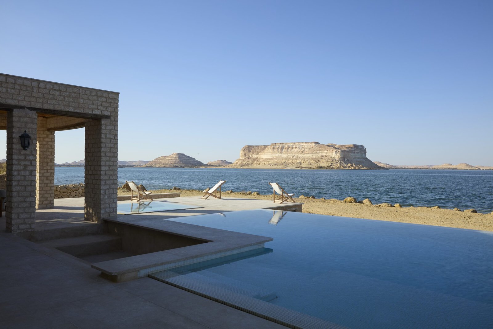 Pool aligned with the mountain